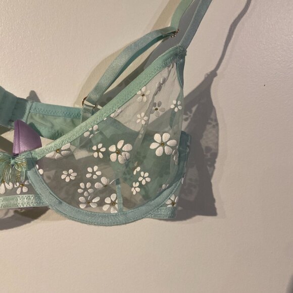 Savage X Fenty Mint Green Floral Bra - Picture 4 of 5